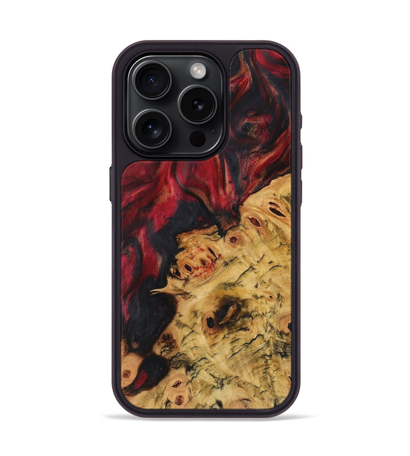 iPhone 15 Pro Wood+Resin Phone Case - Gina (Red, 720243)