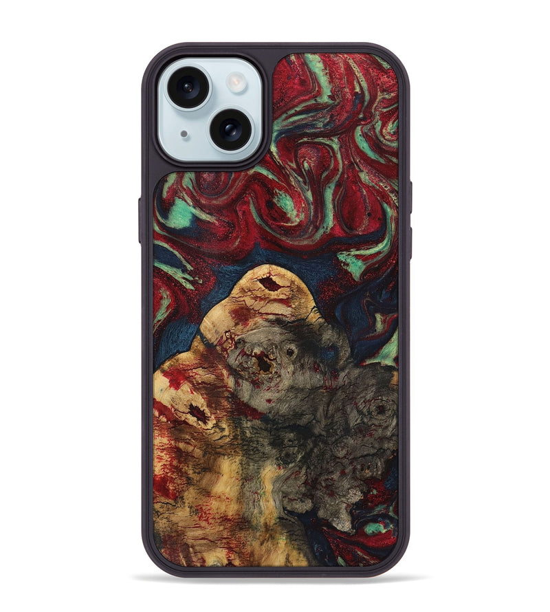 iPhone 15 Plus Wood+Resin Phone Case - Ericka (Red, 720247)