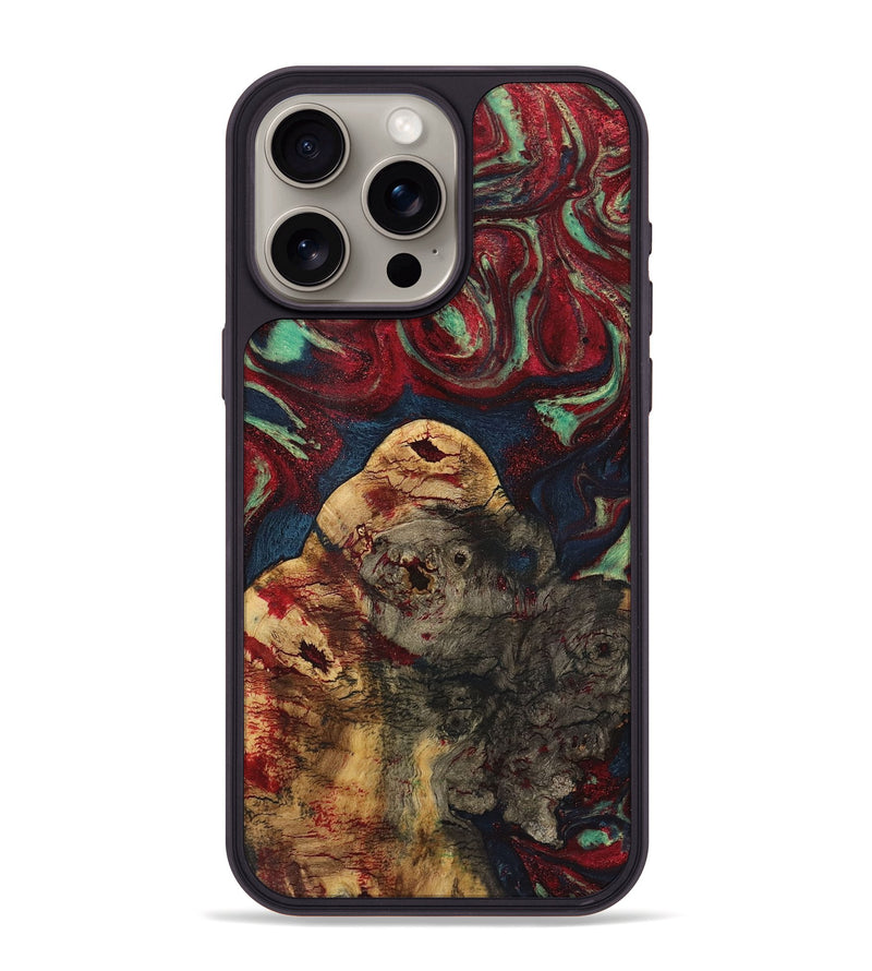 iPhone 15 Pro Max Wood+Resin Phone Case - Ericka (Red, 720247)