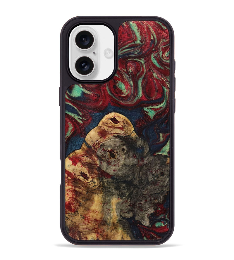 iPhone 16 Plus Wood+Resin Phone Case - Ericka (Red, 720247)