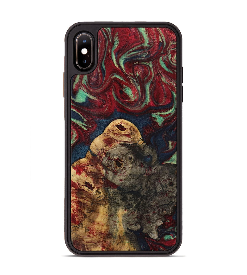 iPhone Xs Max Wood+Resin Phone Case - Ericka (Red, 720247)