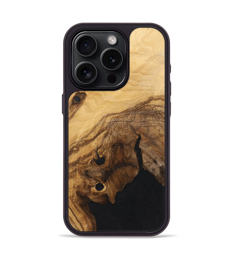 iPhone 15 Pro Wood+Resin Phone Case - Maliyah (Wood Burl, 720396)