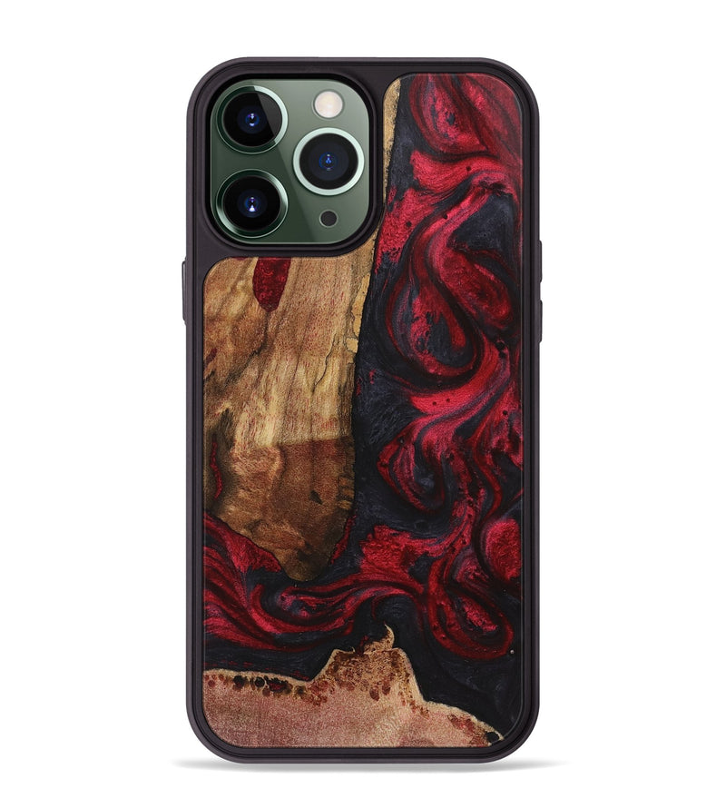 iPhone 13 Pro Max Wood+Resin Phone Case - Kelly (Red, 720426)