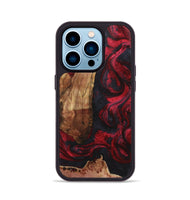 iPhone 14 Pro Wood+Resin Phone Case - Kelly (Red, 720426)