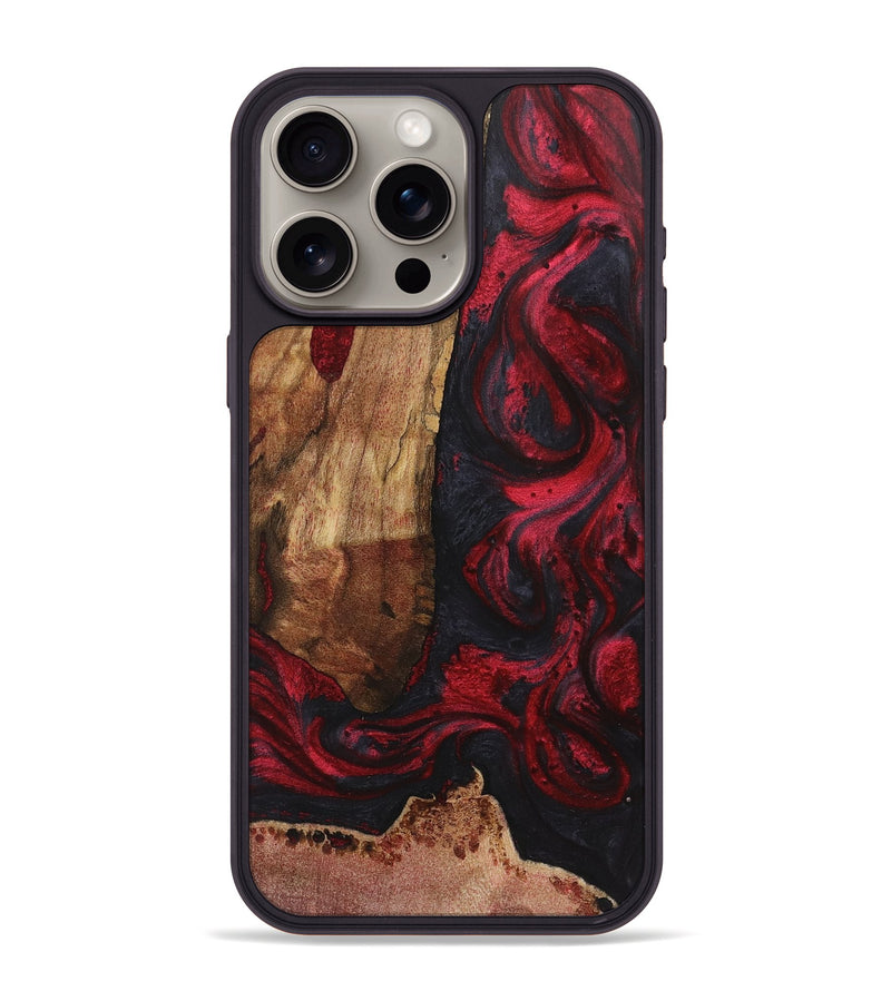 iPhone 15 Pro Max Wood+Resin Phone Case - Kelly (Red, 720426)