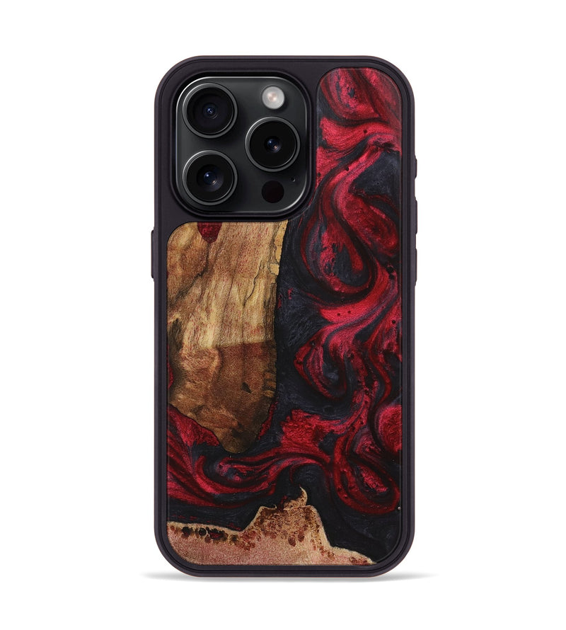 iPhone 15 Pro Wood+Resin Phone Case - Kelly (Red, 720426)