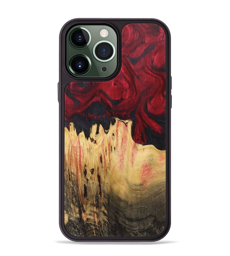 iPhone 13 Pro Max Wood+Resin Phone Case - Leticia (Red, 720427)