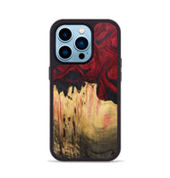 iPhone 14 Pro Wood+Resin Phone Case - Leticia (Red, 720427)