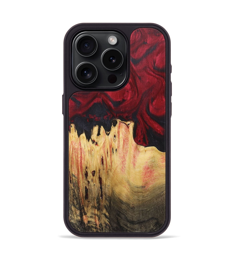 iPhone 15 Pro Wood+Resin Phone Case - Leticia (Red, 720427)