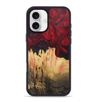 iPhone 16 Plus Wood+Resin Phone Case - Leticia (Red, 720427)