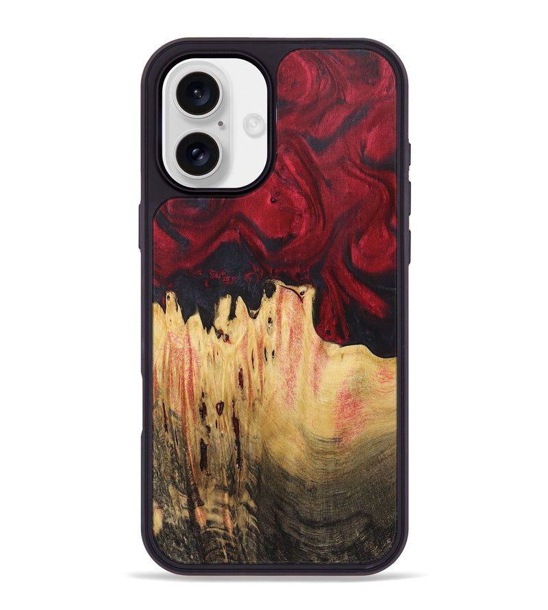 iPhone 16 Plus Wood+Resin Phone Case - Leticia (Red, 720427)