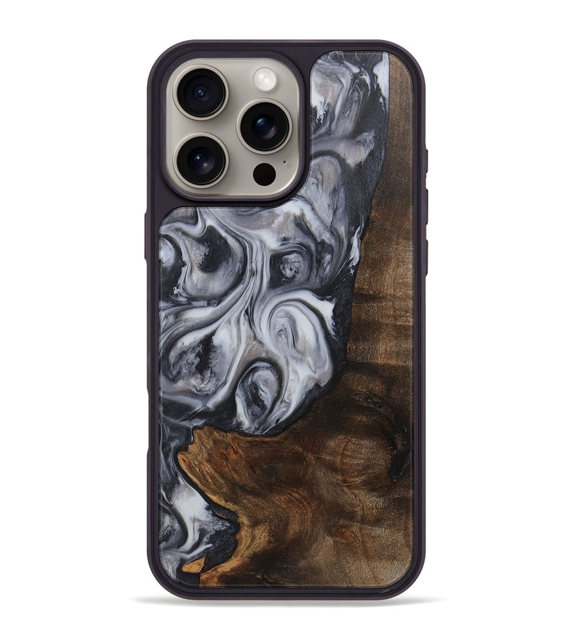 iPhone 16 Pro Max Wood+Resin Phone Case - Henry (Black & White, 720439)