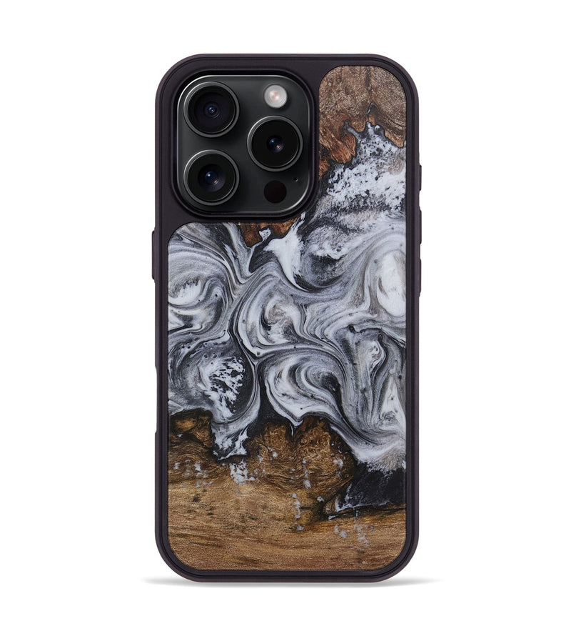 iPhone 16 Pro Wood+Resin Phone Case - Yasmin (Black & White, 720443)