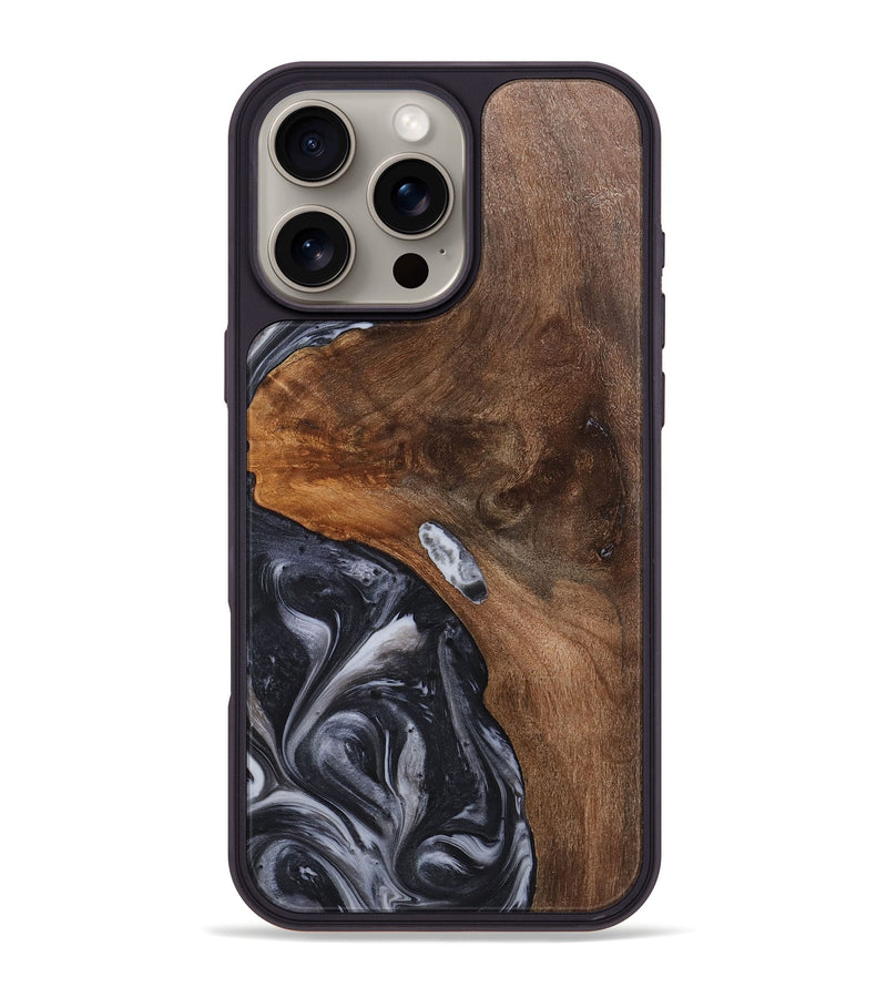 iPhone 16 Pro Max Wood+Resin Phone Case - India (Black & White, 720448)