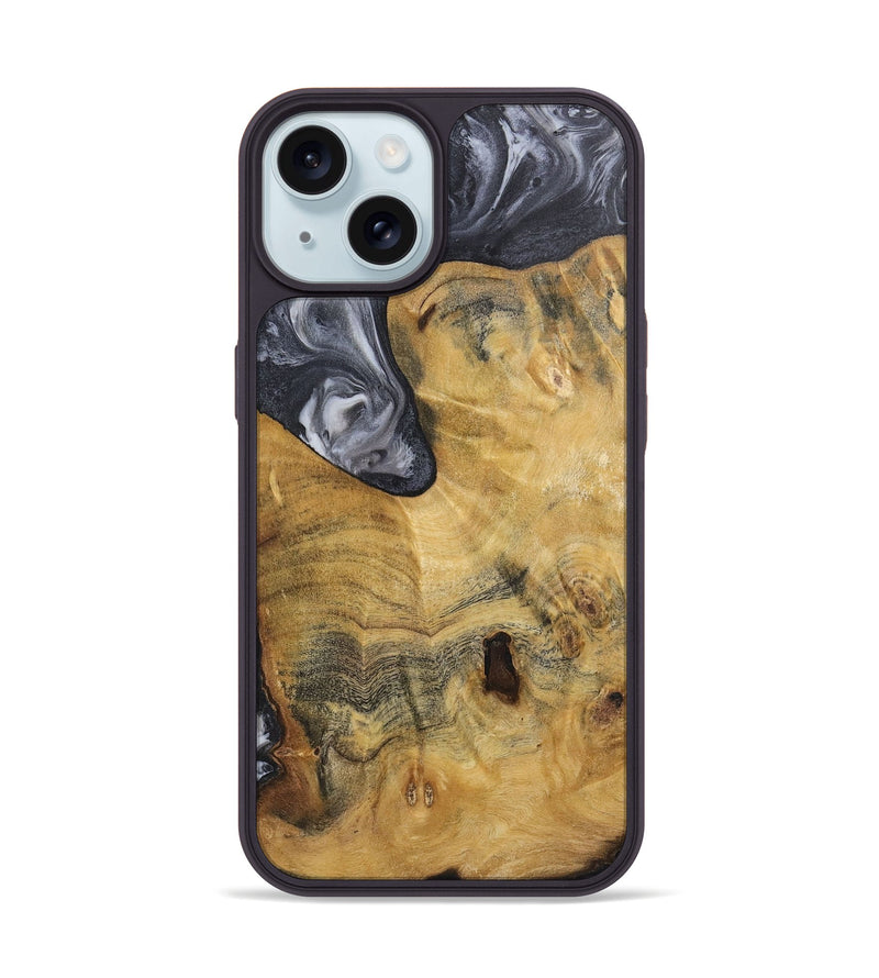 iPhone 15 Wood+Resin Phone Case - Aubrey (Black & White, 720450)