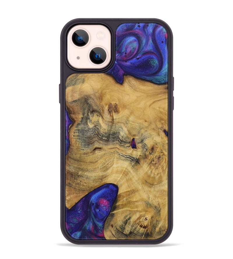 iPhone 14 Plus Wood+Resin Phone Case - Izabella (Purple, 720499)