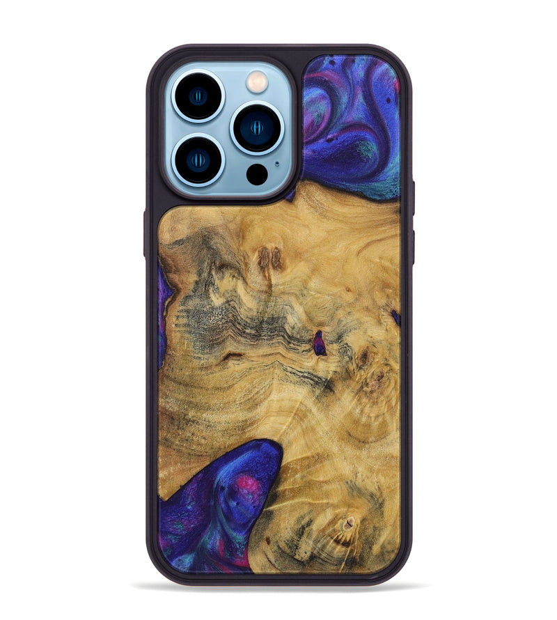 iPhone 14 Pro Max Wood+Resin Phone Case - Izabella (Purple, 720499)