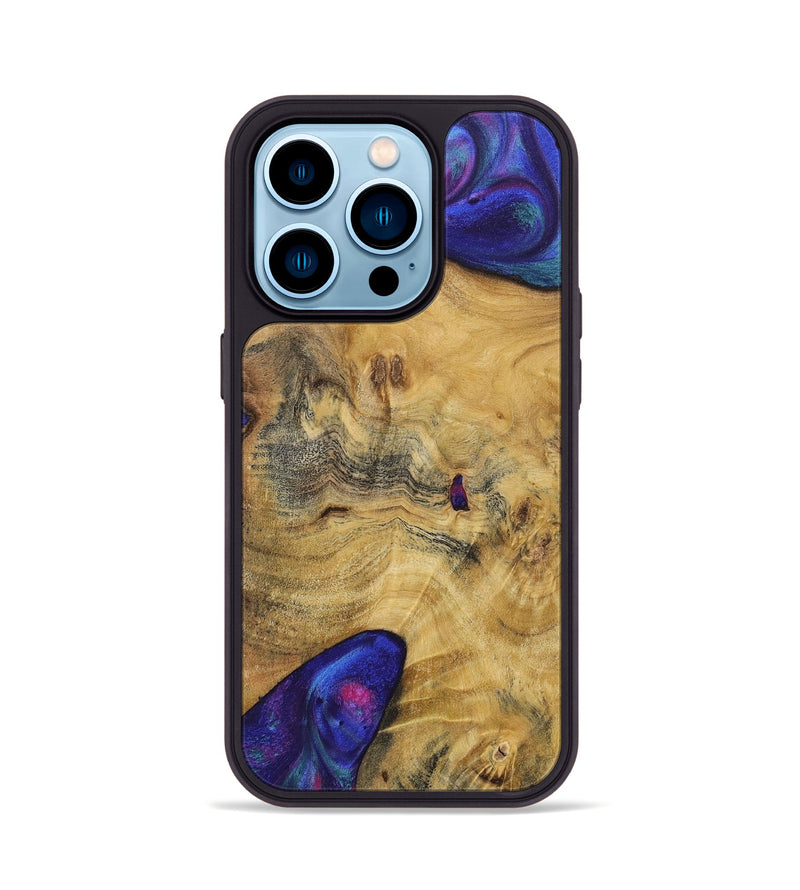 iPhone 14 Pro Wood+Resin Phone Case - Izabella (Purple, 720499)