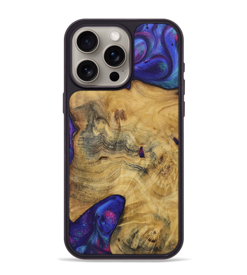 iPhone 15 Pro Max Wood+Resin Phone Case - Izabella (Purple, 720499)