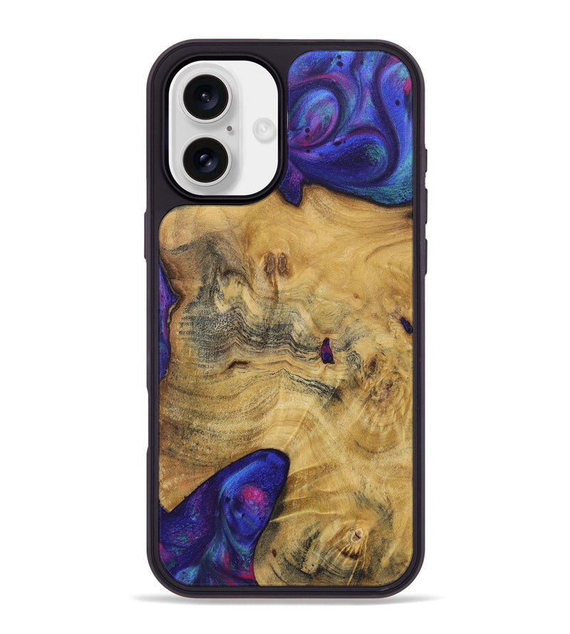 iPhone 16 Plus Wood+Resin Phone Case - Izabella (Purple, 720499)