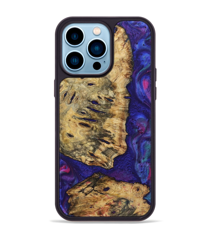 iPhone 14 Pro Max Wood+Resin Phone Case - Freddie (Purple, 720501)