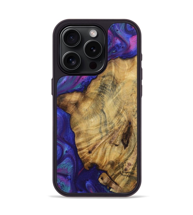 iPhone 15 Pro Wood+Resin Phone Case - Ximena (Purple, 720509)