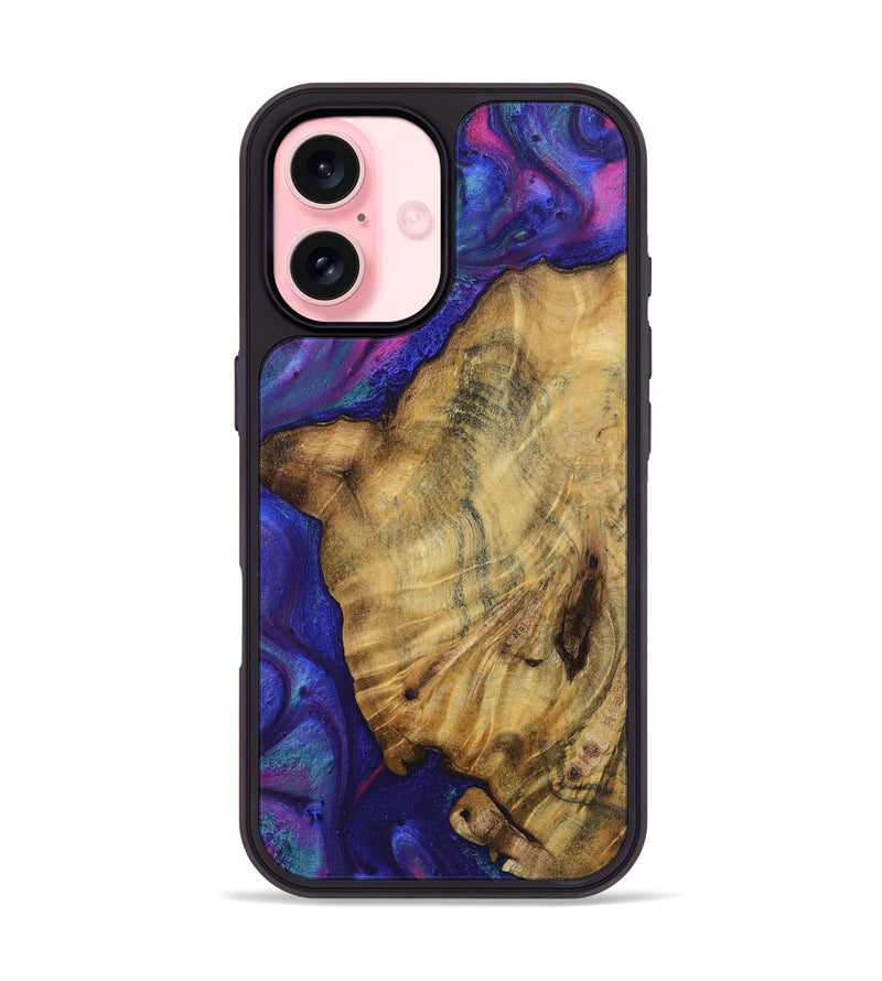 iPhone 16 Wood+Resin Phone Case - Ximena (Purple, 720509)