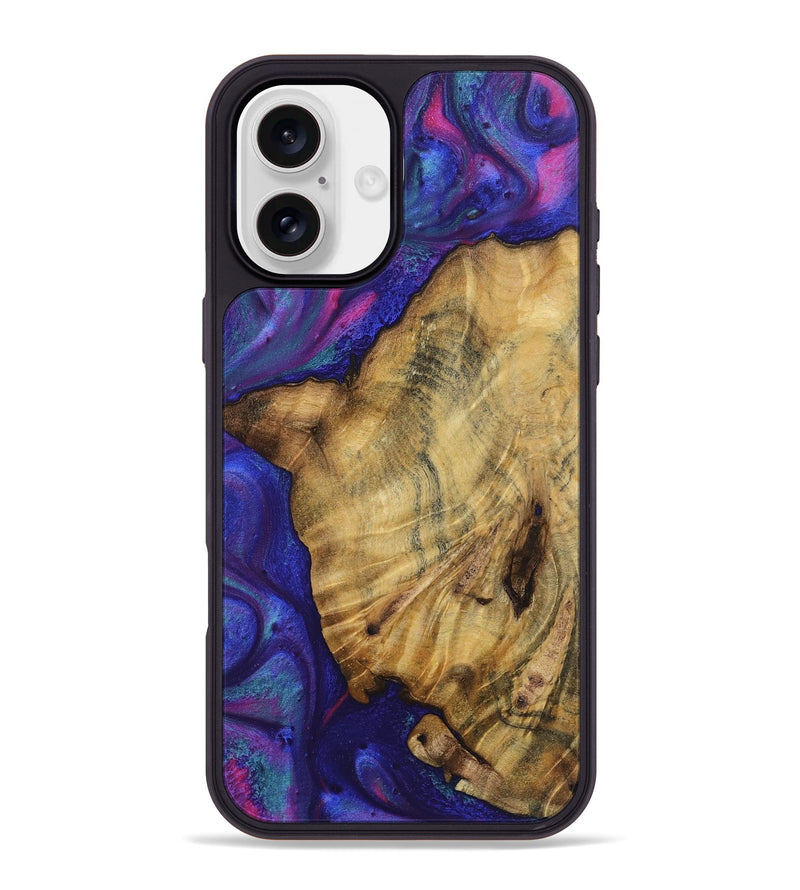 iPhone 16 Plus Wood+Resin Phone Case - Ximena (Purple, 720509)