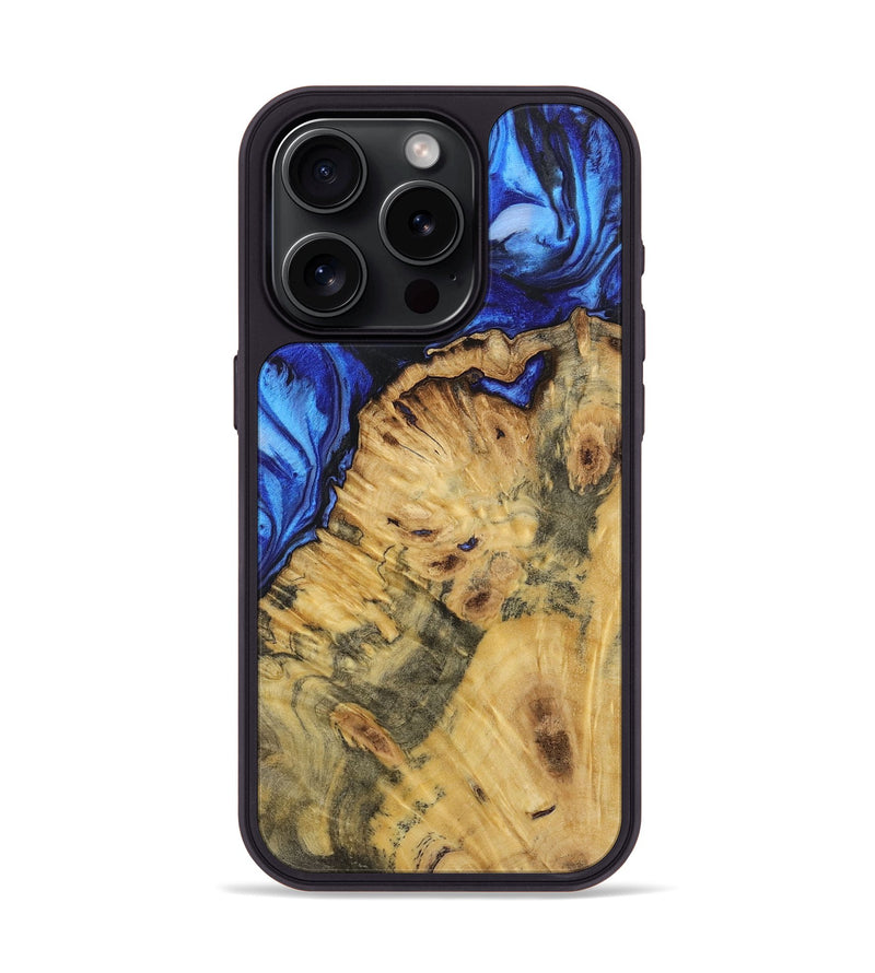 iPhone 15 Pro Wood+Resin Phone Case - Doris (Blue, 720538)