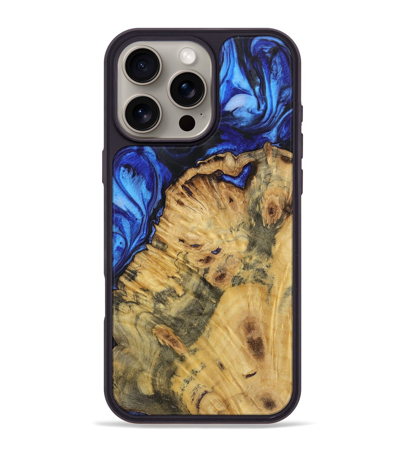 iPhone 16 Pro Max Wood+Resin Phone Case - Doris (Blue, 720538)