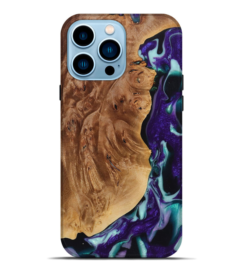 iPhone 14 Pro Max Wood+Resin Live Edge Phone Case - Marcus (Purple, 720583)