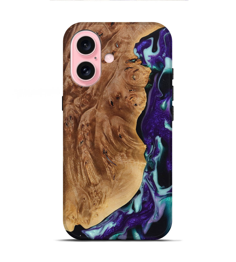 iPhone 16 Wood+Resin Live Edge Phone Case - Marcus (Purple, 720583)