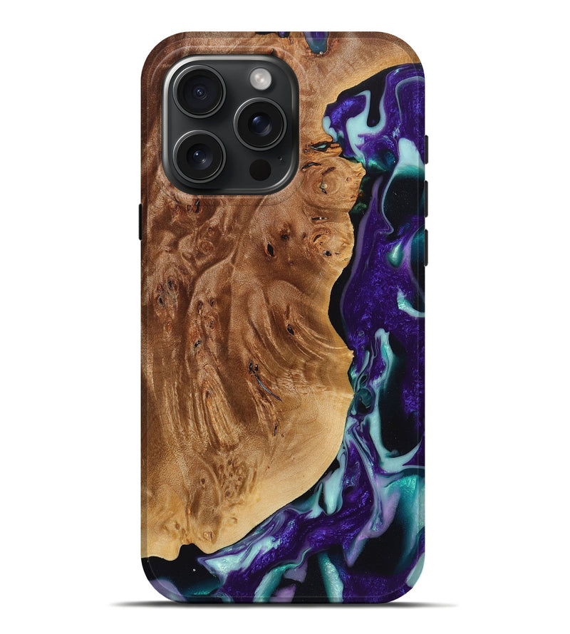 iPhone 16 Pro Max Wood+Resin Live Edge Phone Case - Marcus (Purple, 720583)