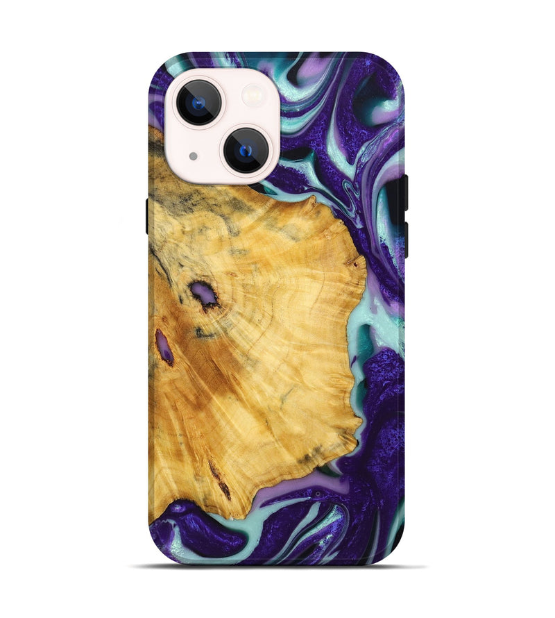 iPhone 14 Wood+Resin Live Edge Phone Case - Tammy (Purple, 720584)