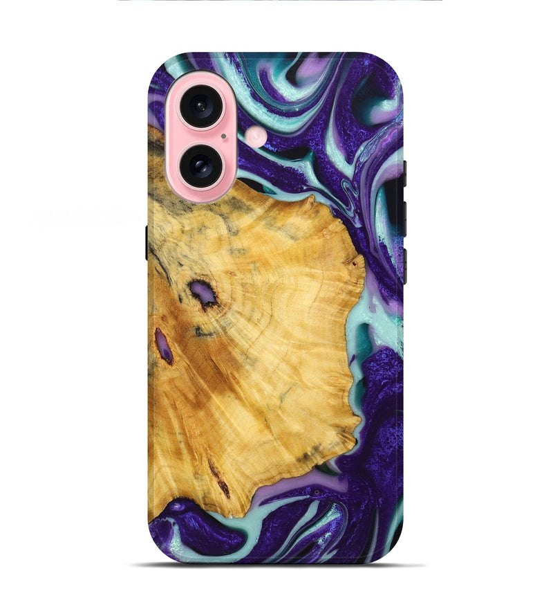 iPhone 16 Wood+Resin Live Edge Phone Case - Tammy (Purple, 720584)