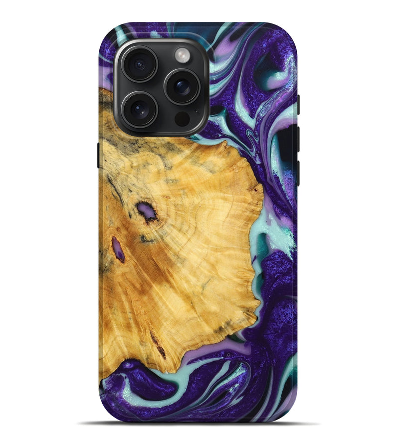 iPhone 16 Pro Max Wood+Resin Live Edge Phone Case - Tammy (Purple, 720584)