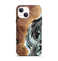 iPhone 14 Wood+Resin Live Edge Phone Case - Janis (Black & White, 720586)