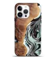 iPhone 15 Pro Max Wood+Resin Live Edge Phone Case - Janis (Black & White, 720586)