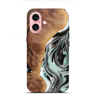 iPhone 16 Wood+Resin Live Edge Phone Case - Janis (Black & White, 720586)