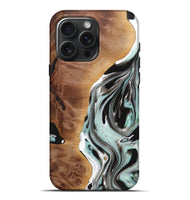 iPhone 16 Pro Max Wood+Resin Live Edge Phone Case - Janis (Black & White, 720586)