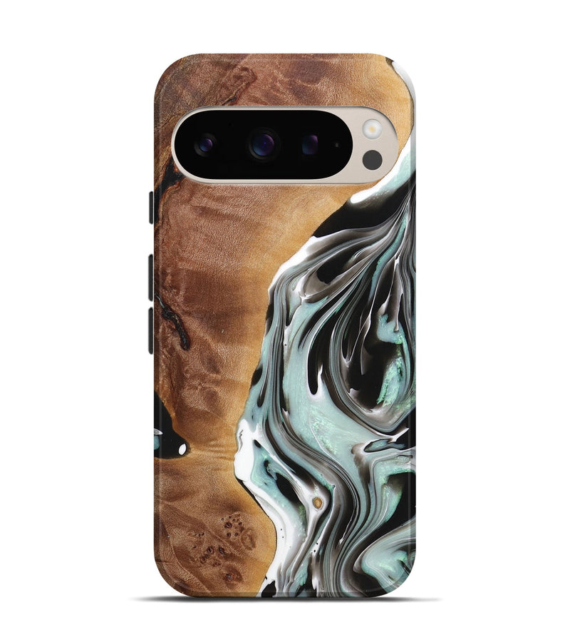 Pixel 9 Wood+Resin Live Edge Phone Case - Janis (Black & White, 720586)