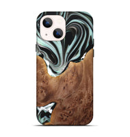 iPhone 14 Wood+Resin Live Edge Phone Case - Freya (Black & White, 720587)