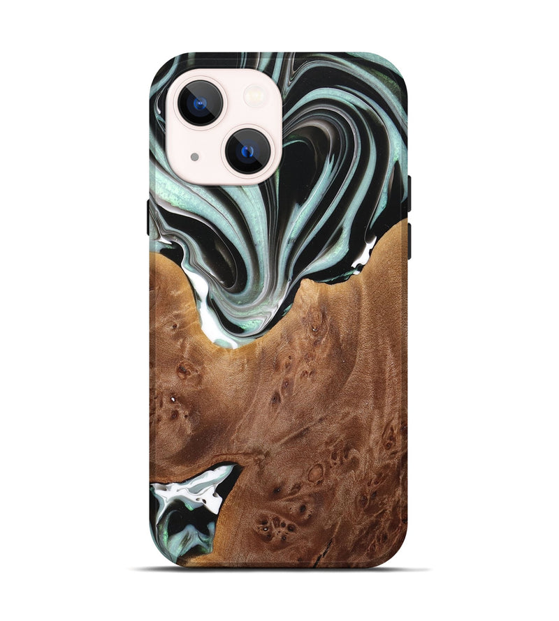 iPhone 14 Wood+Resin Live Edge Phone Case - Freya (Black & White, 720587)