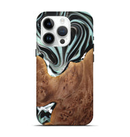 iPhone 15 Pro Wood+Resin Live Edge Phone Case - Freya (Black & White, 720587)