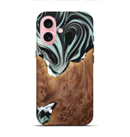 iPhone 16 Wood+Resin Live Edge Phone Case - Freya (Black & White, 720587)