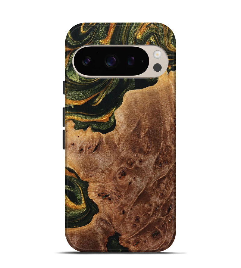 Pixel 9 Wood+Resin Live Edge Phone Case - Daryl (Green, 720589)