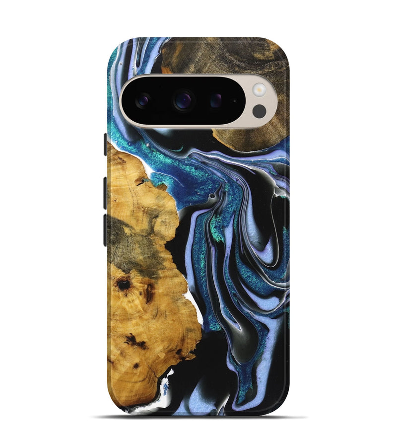 Pixel 9 Pro Wood+Resin Live Edge Phone Case - Katlyn (Blue, 720597)