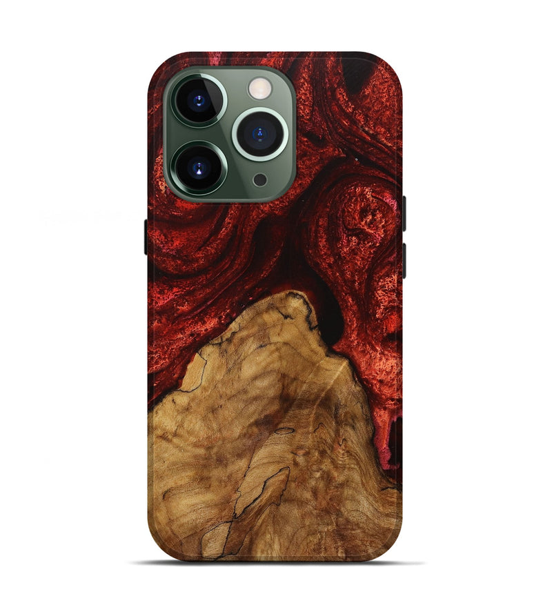 iPhone 13 Pro Wood+Resin Live Edge Phone Case - Brittani (Red, 720601)