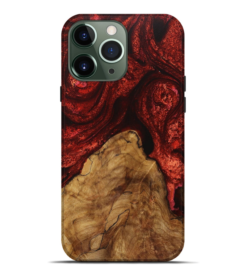 iPhone 13 Pro Max Wood+Resin Live Edge Phone Case - Brittani (Red, 720601)