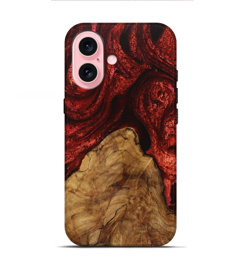 iPhone 16 Wood+Resin Live Edge Phone Case - Brittani (Red, 720601)